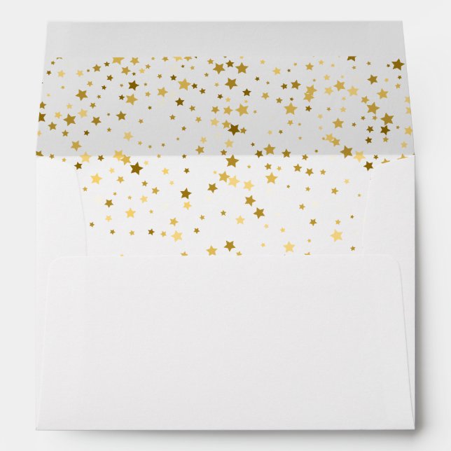 Elegant Gold Stars Confetti Return Address Envelope (Back (Bottom))