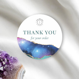 Elegant Gold Stars Cosmic Logo Thank You  Classic Round Sticker