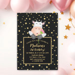 Elegant Gold Stars Cute Cartoon Cow 21st Birthday Invitation<br><div class="desc">Elegant Gold Stars Cute Cartoon Cow 21st Birthday Invitation</div>