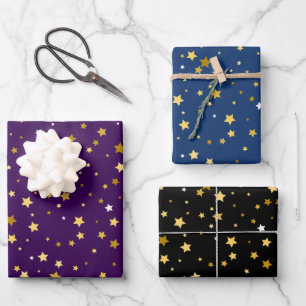 elegant gold stars pattern wrapping paper sheet