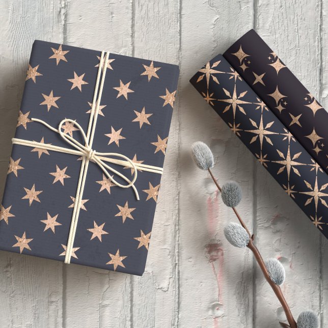 Elegant Gold Stars Purple Wrapping Paper Sheet (Creator Uploaded)