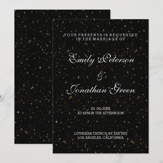Elegant Gold Stars-Wedding Invitations (Front/Back)