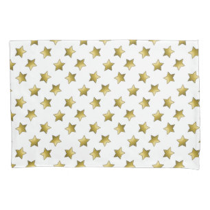 Elegant gold stars white pattern pillowcase