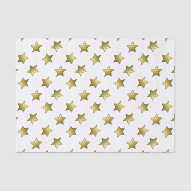 Elegant gold stars white pattern tissue paper (Front)