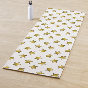 Elegant gold stars white pattern yoga mat