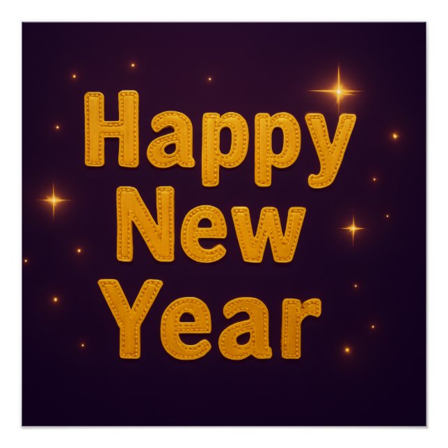 Elegant Gold Stitched Typography Classy Party Poster (Front)