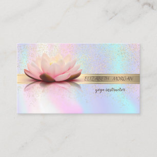 Elegant Gold Stripe Confetti,Lotus,Holographic Business Card
