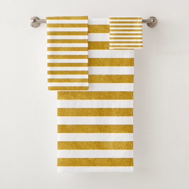 Elegant Gold Stripe -Custom Your Colour- Bath Towel Set (Insitu)