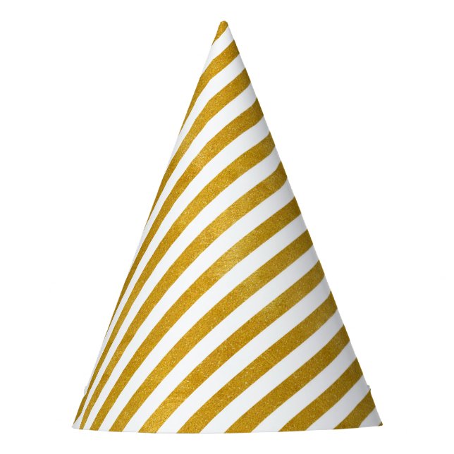 Elegant Gold Stripe -Custom Your Colour- Party Hat (Front)