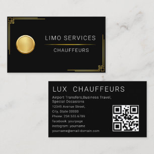 Elegant Gold Stripe Gold Chauffeur Logo Driver  Business Card