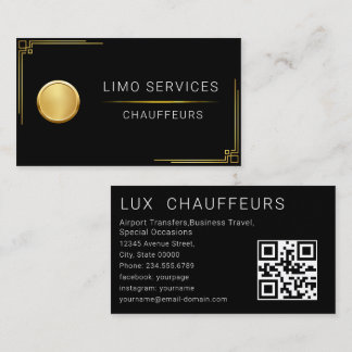 Elegant Gold Stripe Gold Chauffeur Logo Driver  Business Card