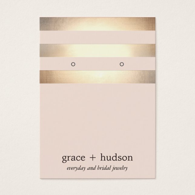 Elegant Gold Stripe Modern Pink Earring Display (Front)