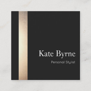 Elegant Gold Striped Professional Black Square Business Card