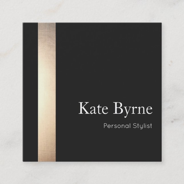 Elegant Gold Striped Professional Black Square Business Card (Front)