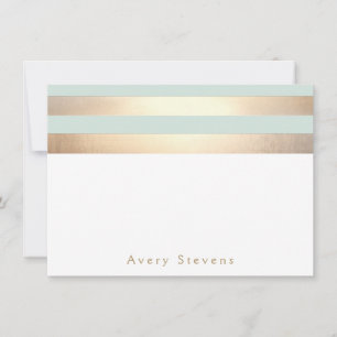 Elegant Gold Stripes Light Blue Personalised Card