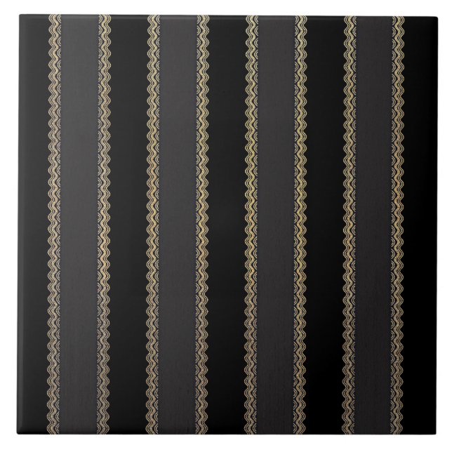 Elegant gold stripes on black and grey tile (Front)