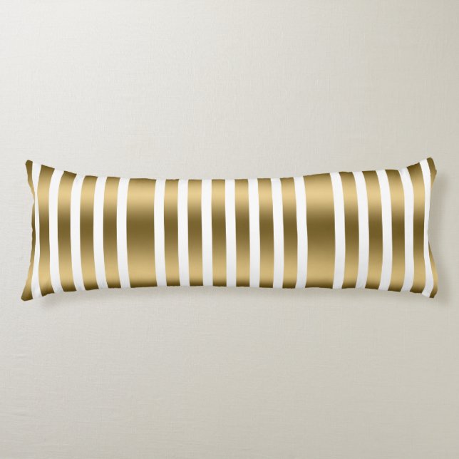 Elegant Gold Stripes Over Orange Background Body Cushion (Front)