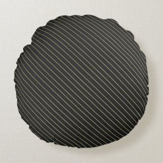 Elegant Gold Stripes Round Cushion
