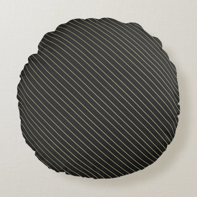 Elegant Gold Stripes Round Cushion (Front)