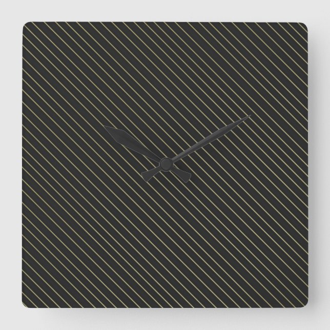 Elegant Gold Stripes Square Wall Clock (Front)