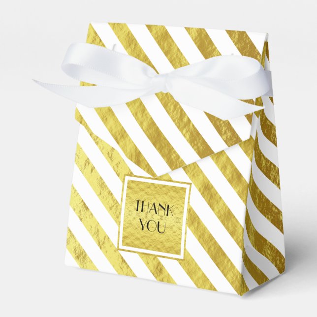 Elegant Gold Stripes Thank You Favour Box (Front Side)