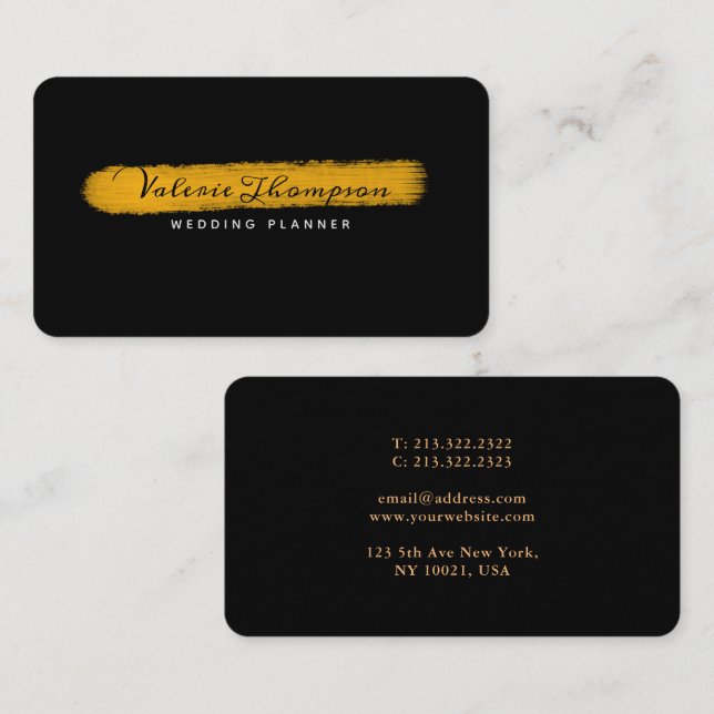 Elegant Gold Stroke Signature Business Card (Front/Back)