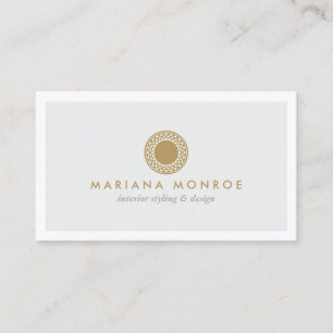 ELEGANT GOLD SUN LOGO on LIGHT GRAY Business Card