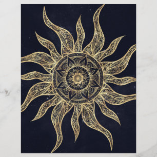 Elegant Gold Sun Mandala Blue Nebula Design Custom Letterhead
