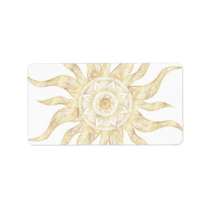 Elegant Gold Sun Mandala Design Label