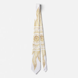 Elegant Gold Sun Mandala Design Tie