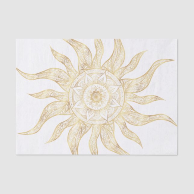 Elegant Gold Sun Mandala Design Tissue Paper (Front)