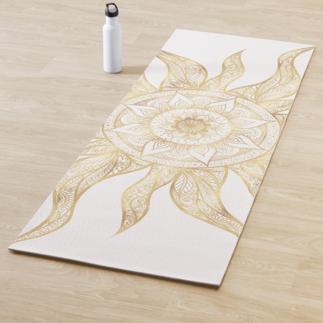 Elegant Gold Sun Mandala Design Yoga Mat (In Situ)