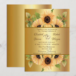 Elegant Gold Sunflowers Wedding Invitation
