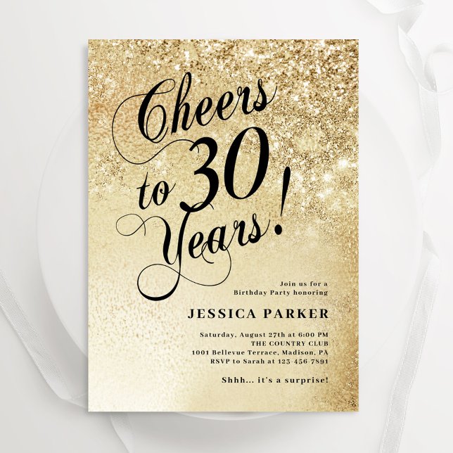 Elegant Gold Surprise 30th Birthday Invitation (Creator Uploaded)