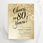 Elegant Gold Surprise 80th Birthday Invitation<br><div class="desc">Elegant surprise 80th birthday party invitation. Elegant design in faux glitter gold and black. Features typography script font and confetti. Perfect for a stylish women's bday celebration. Personalise with your own details. Message me if you need custom age. Printed Zazzle invitations or instant download digital printable template.</div>