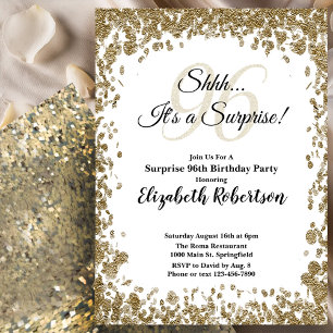 Elegant Gold Surprise 96th Birthday Invitation
