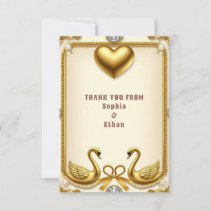 💍 Elegant Gold Swan Wedding Gratitude Message 💍 Thank You Card