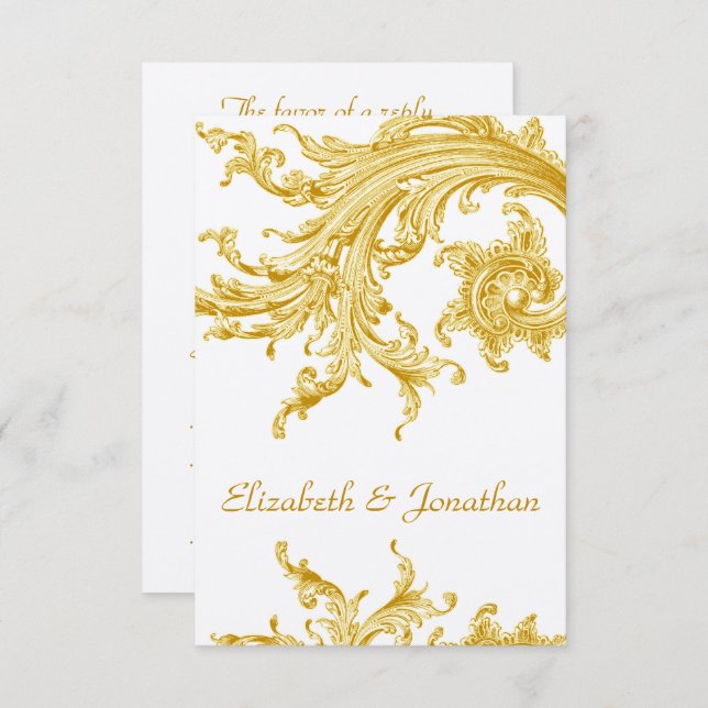 Elegant Gold Sweep Wedding Invitation RSVP (Front/Back)