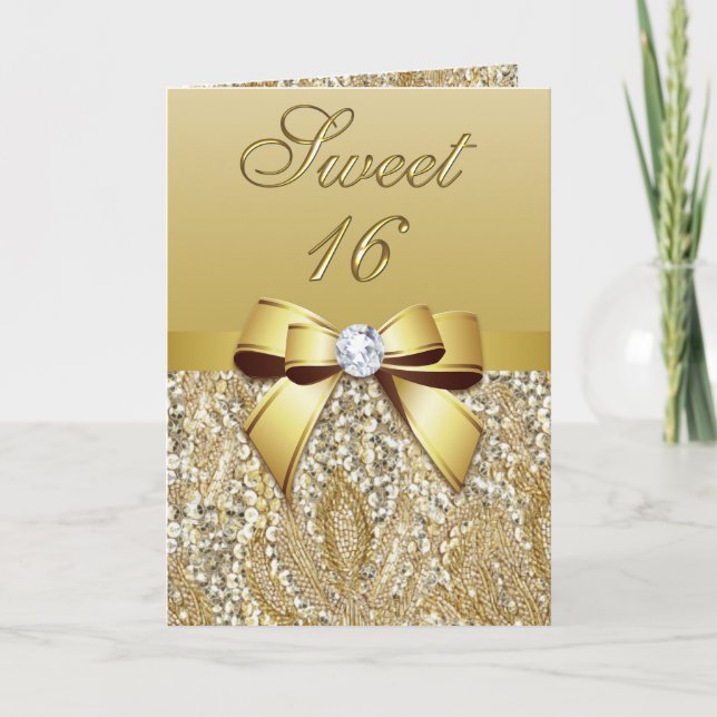 Elegant Gold Sweet 16 Party Invitation (Front)