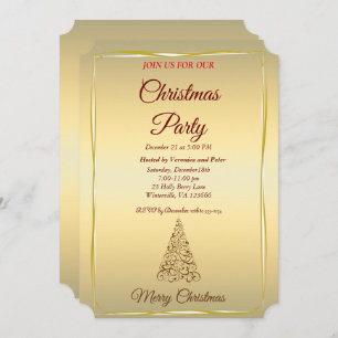 Elegant gold sweet Christmas invitation