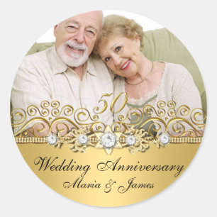 Elegant Gold Swirl 50th Anniversary Sticker