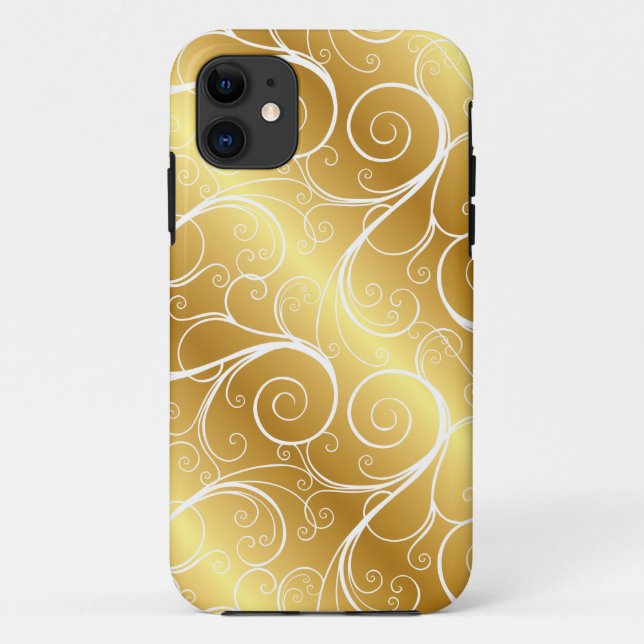 Elegant Gold Swirl iPhone Case (Back)