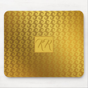 Elegant Gold Swirl Monogrammed Computer Mouse Mat