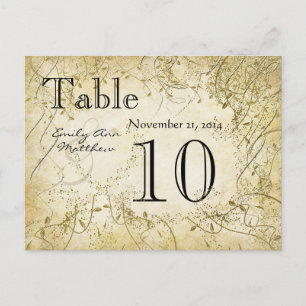 Elegant Gold Swirl Wedding Table Number Postcard
