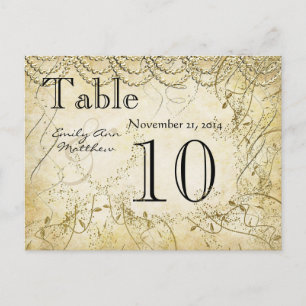 Elegant Gold Swirl Wedding Table Number Postcard