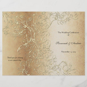 Elegant Gold Swirl with Black Font Wedding Program