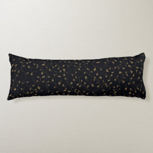 Elegant Gold Swirling Vine Pattern on Black Body Cushion