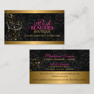 Elegant Gold Swirls and Damask Business Card