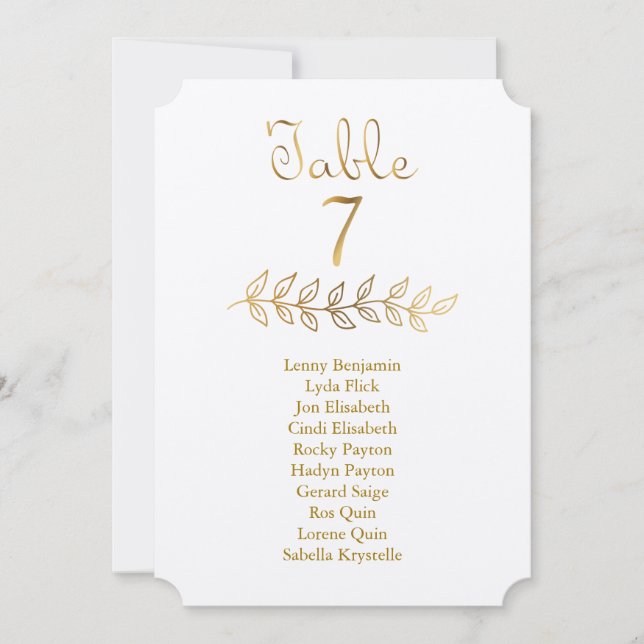 Elegant Gold Table Number 7 Seating Chart ticket (Front)