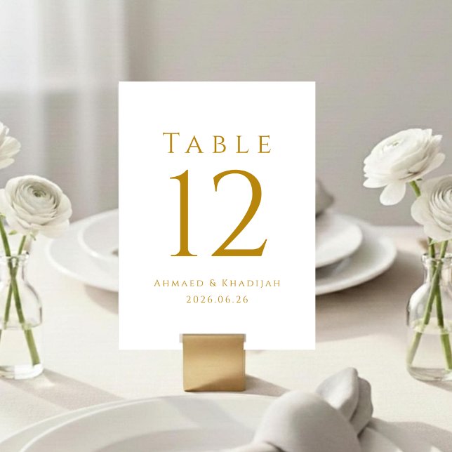 Elegant Gold Table Number Card (Creator Uploaded)